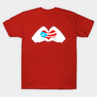 Puerto Rico Love Boricua Flag Heart Hands T-Shirt